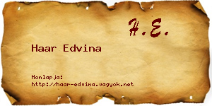 Haar Edvina névjegykártya